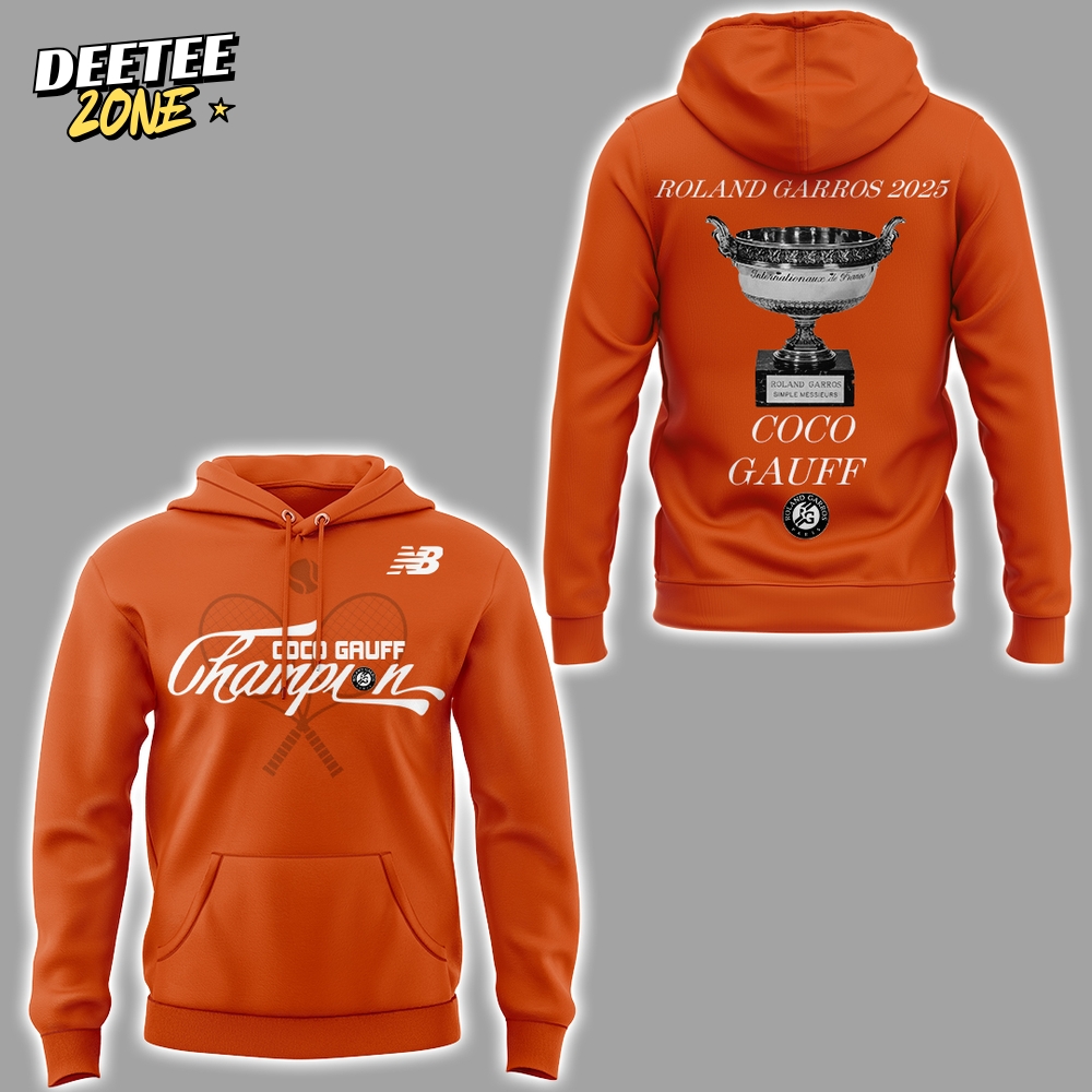 Coco Gauff Roland Garros 2025 Champions Special Orange Hoodie Coco Gauff Roland Garros 2025 Champions Special Orange Hoodie