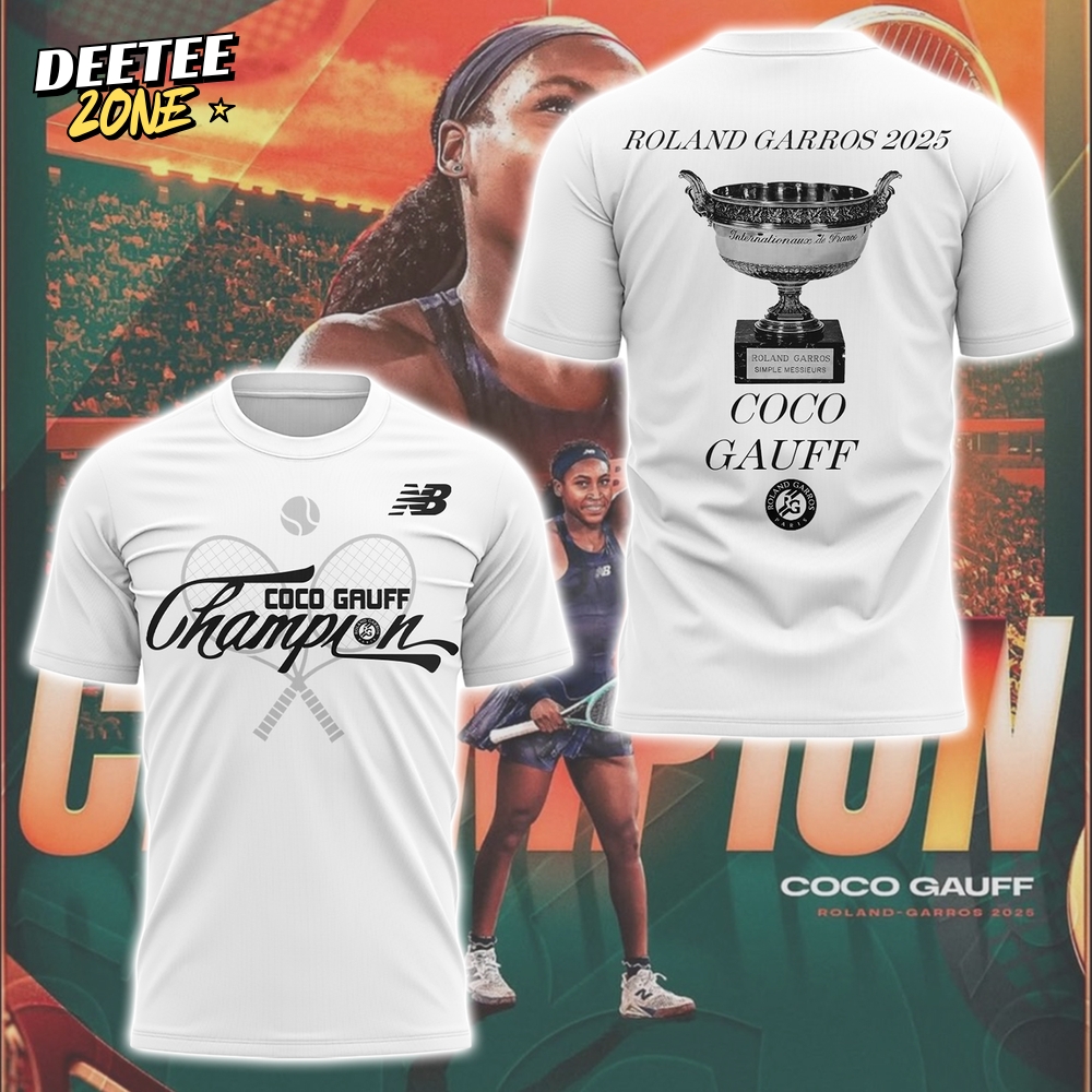 Coco Gauff Roland Garros 2025 Champions Special White Tee Coco Gauff Roland Garros 2025 Champions Special White Tee