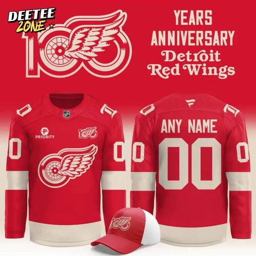 Detroit Red Wings 100 YEARS OF HOCKEYTOWN Custom Red Hockey Jersey