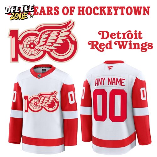 Detroit Red Wings 100 YEARS OF HOCKEYTOWN Special White Hockey Jersey