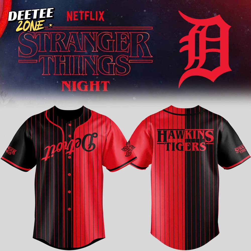 Detroit Tigers x Stranger Things Night Special Baseball Jersey Detroit Tigers x Stranger Things Night Special Baseball Jersey