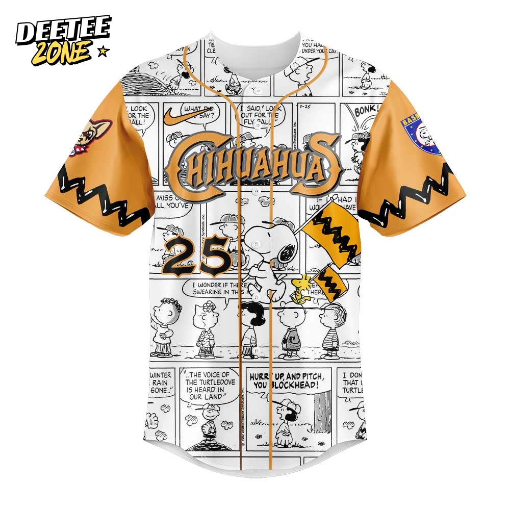 El Paso Chihuahuas 75th Anniversary of Peanuts Special Baseball Jersey El Paso Chihuahuas 75th Anniversary of Peanuts Special Baseball Jersey