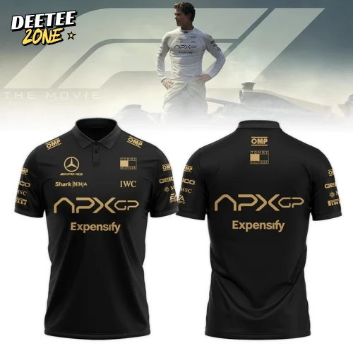 F1 The Movie 2025 APXGP Brad Pitt Black Polo Shirt
