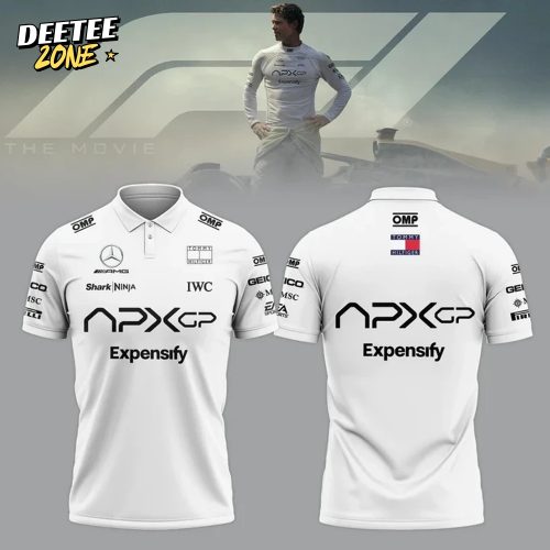 F1 The Movie 2025 APXGP Brad Pitt White Polo Shirt