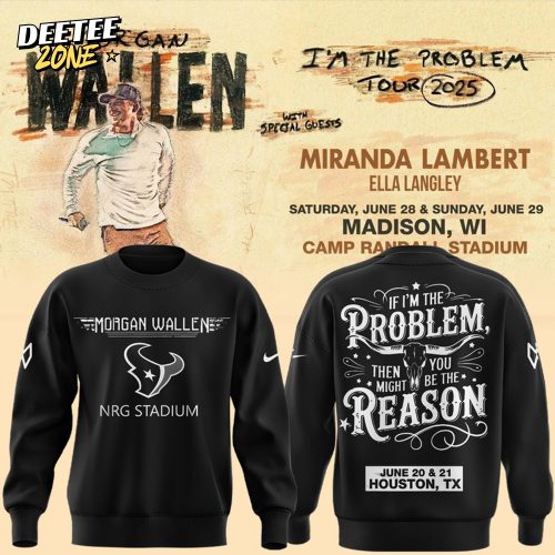 Houston Texans x Morgan Wallen Tour 2025 Special Black Sweatshirt