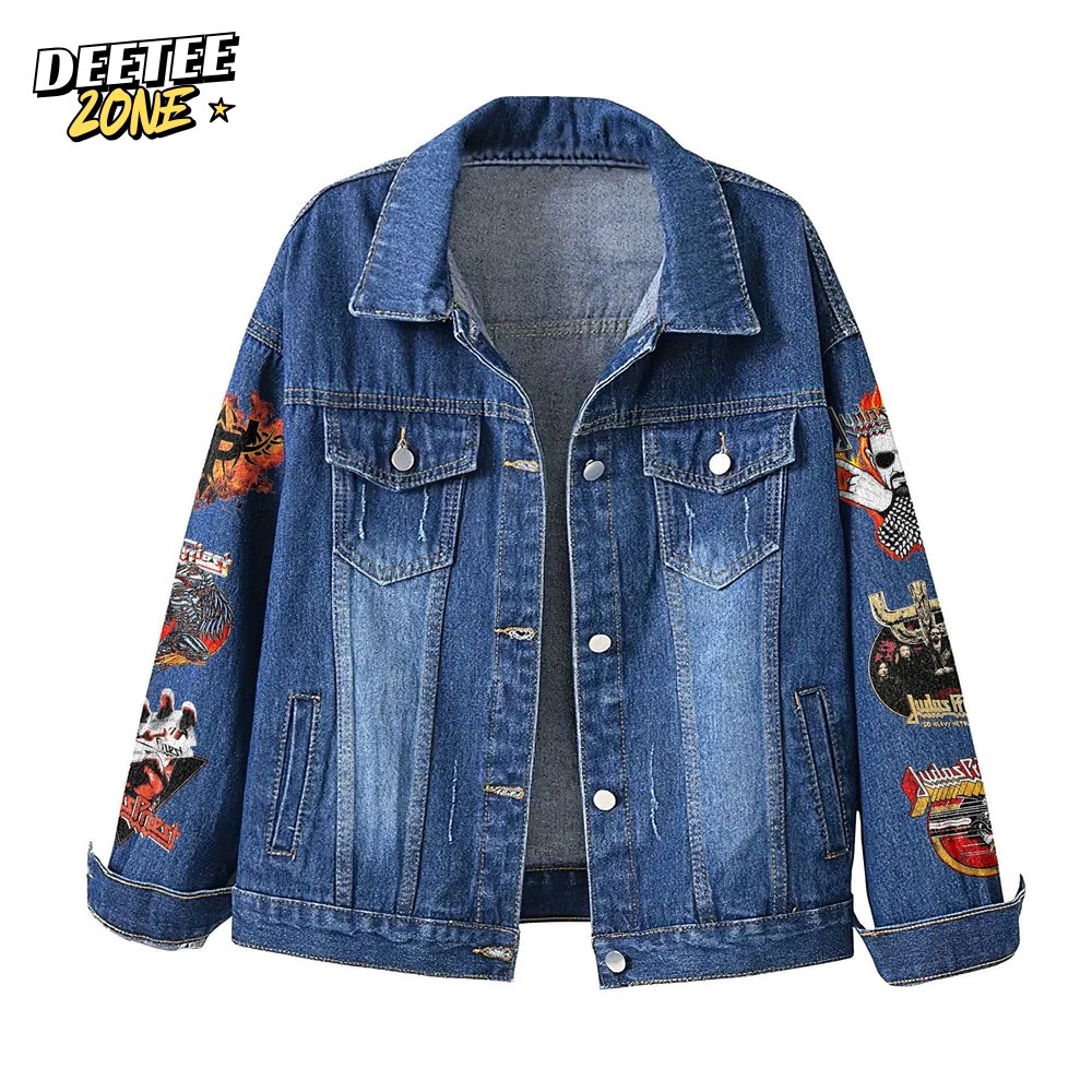 Judas Priest Shield Of Pain Tour 2025 Special Denim Jacket Judas Priest Shield Of Pain Tour 2025 Special Denim Jacket