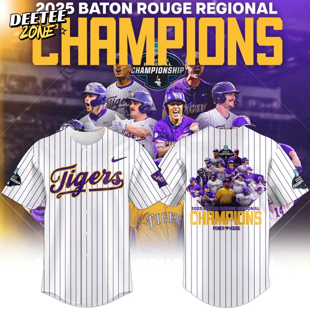 LSU Tigers 2025 Baton Rouge Regional Champions White Stripes Jersey LSU Tigers 2025 Baton Rouge Regional Champions White Stripes Jersey