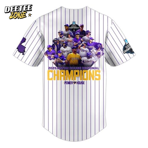 LSU Tigers 2025 Baton Rouge Regional Champions White Stripes Jersey