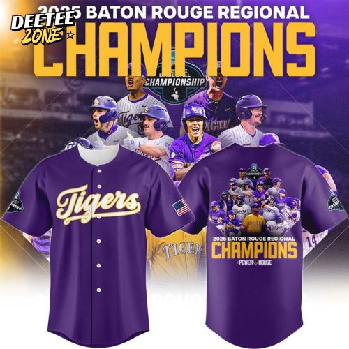 LSU Tigers 2025 Baton Rouge Regional Champs Purple Baseball Jersey