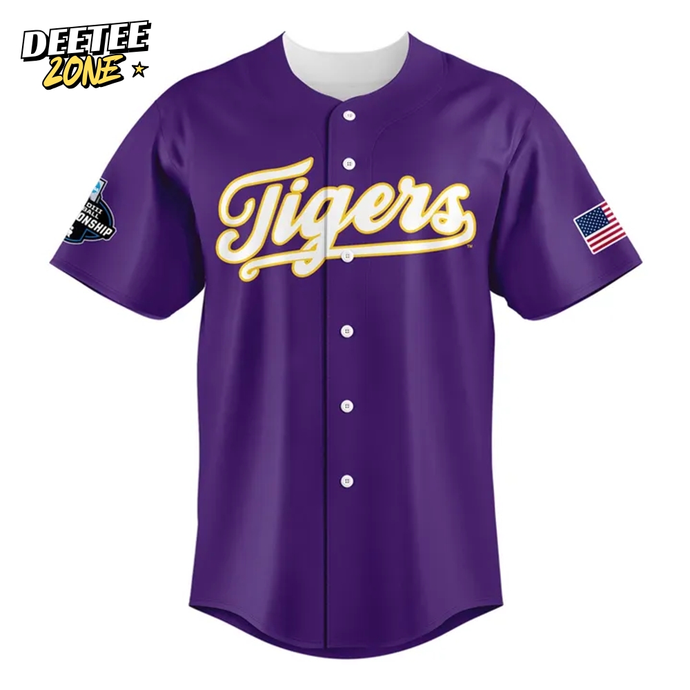 LSU Tigers 2025 Baton Rouge Regional Champs Purple Baseball Jersey LSU Tigers 2025 Baton Rouge Regional Champs Purple Baseball Jersey