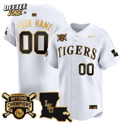 LSU Tigers 2025 College World Series Champions Gold Vapor Special White Baseball Jersey