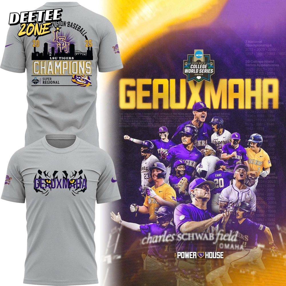 LSU Tigers Baseball Super Regional Champions 2025 Special Grey Tee LSU Tigers Baseball Super Regional Champions 2025 Special Grey Tee