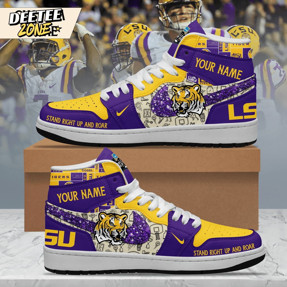 LSU Tigers Stand Right Up And Roar Personalized Air Jordan 1 Sneakers LSU Tigers Stand Right Up And Roar Personalized Air Jordan 1 Sneakers