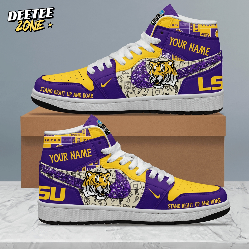 LSU Tigers Stand Right Up And Roar Personalized Air Jordan 1 Sneakers LSU Tigers Stand Right Up And Roar Personalized Air Jordan 1 Sneakers