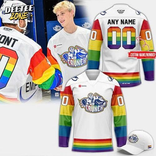 Limited Edition Syracuse Crunch Pride Month Hockey Jersey 2025 White
