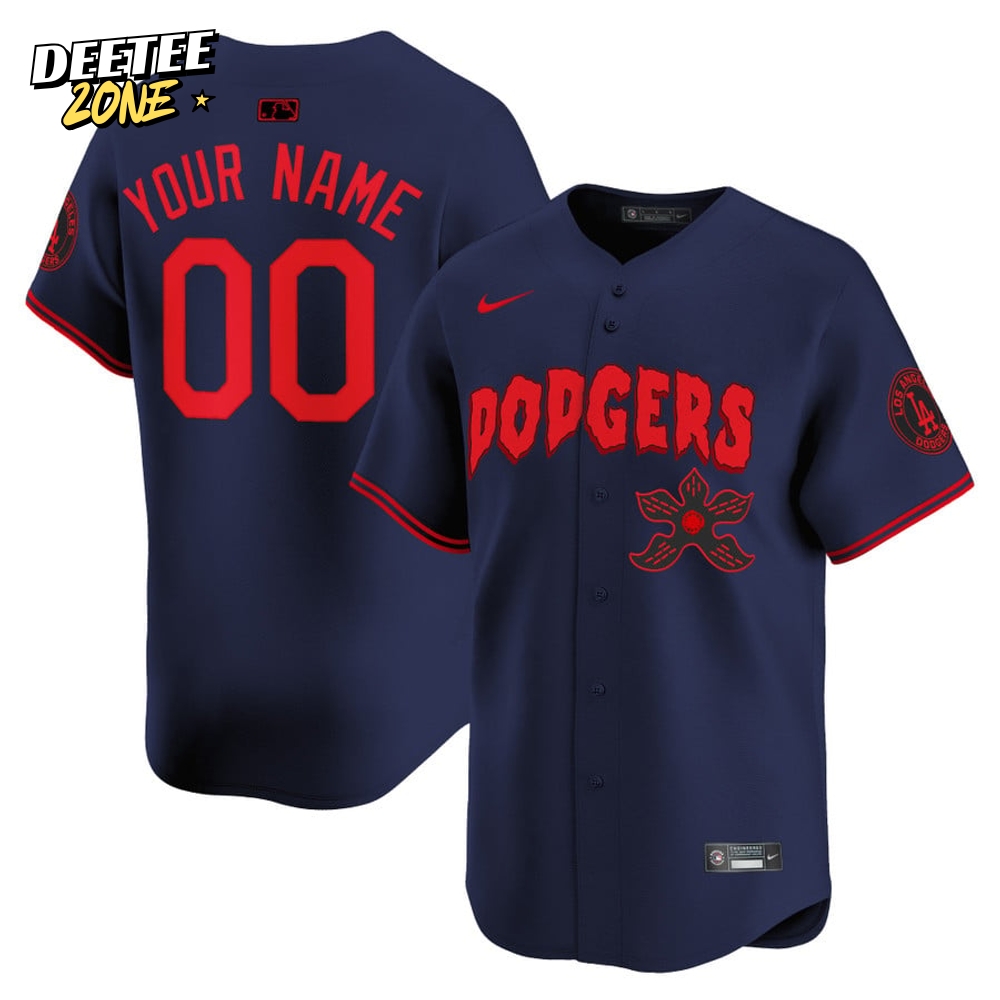 Los Angeles Dodgers x Stranger Things Special Edition Custom Blue Jersey Los Angeles Dodgers x Stranger Things Special Edition Custom Blue Jersey