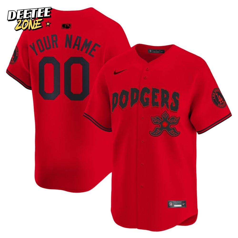 Los Angeles Dodgers x Stranger Things Special Edition Custom Red Jersey Los Angeles Dodgers x Stranger Things Special Edition Custom Red Jersey