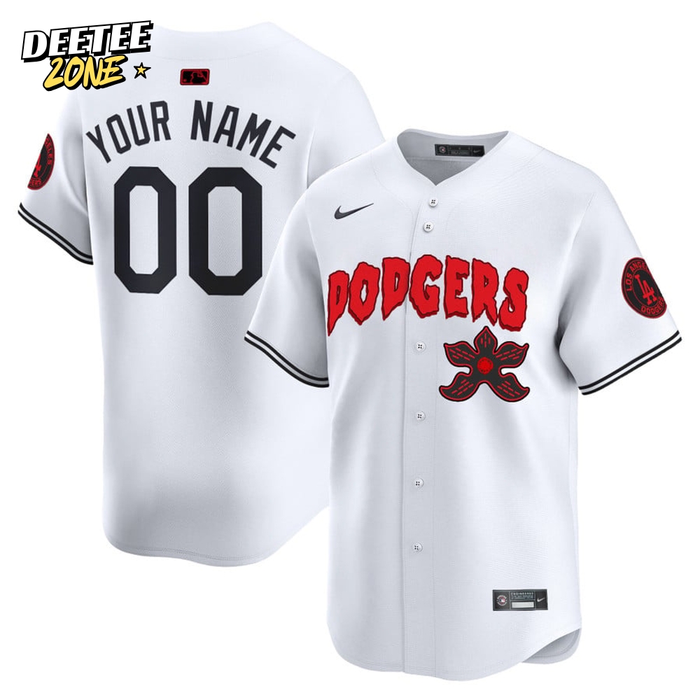 Los Angeles Dodgers x Stranger Things Special Edition Custom White Jersey Los Angeles Dodgers x Stranger Things Special Edition Custom White Jersey