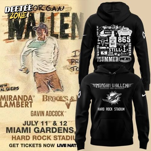 Miami Dolphin x Morgan Wallen World Tour 2025 Special Black Hoodie