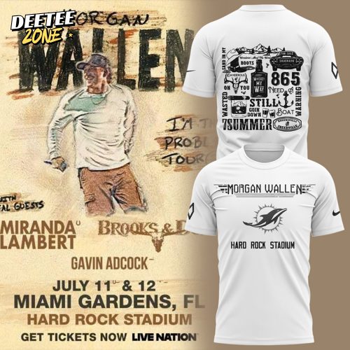 Miami Dolphin x Morgan Wallen World Tour 2025 Special White Tee