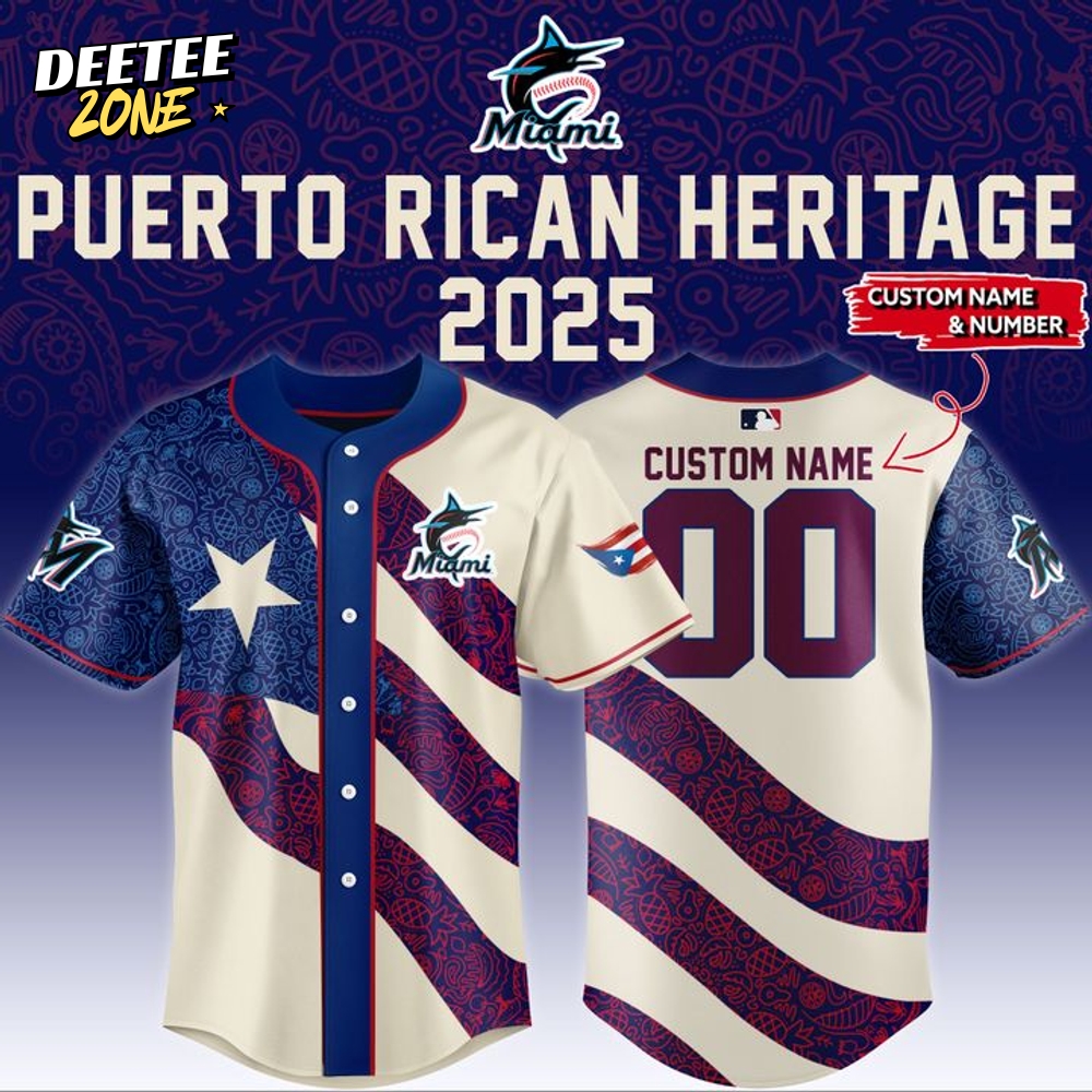 Miami Marlins x Puerto Rican Heritage 2025 Personalized Baseball Jersey Miami Marlins x Puerto Rican Heritage 2025 Personalized Baseball Jersey