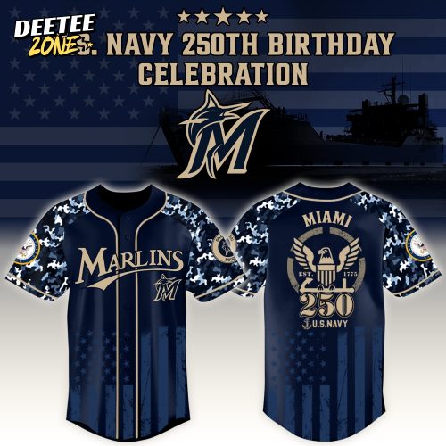 Miami Marlins x US Navy 250th Birthday Edition 3D Baseball Jersey