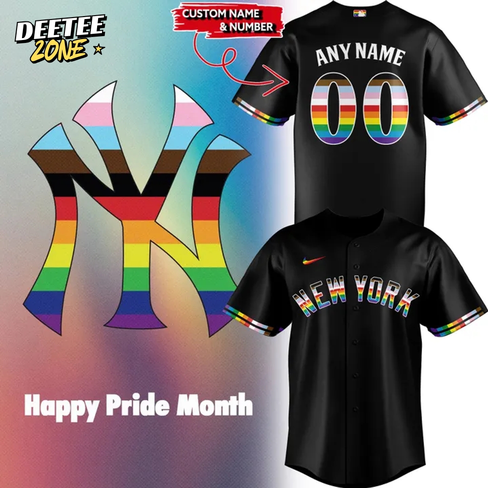 New York Yankees Happy Pride Month Personalized Black Baseball Jersey New York Yankees Happy Pride Month Personalized Black Baseball Jersey