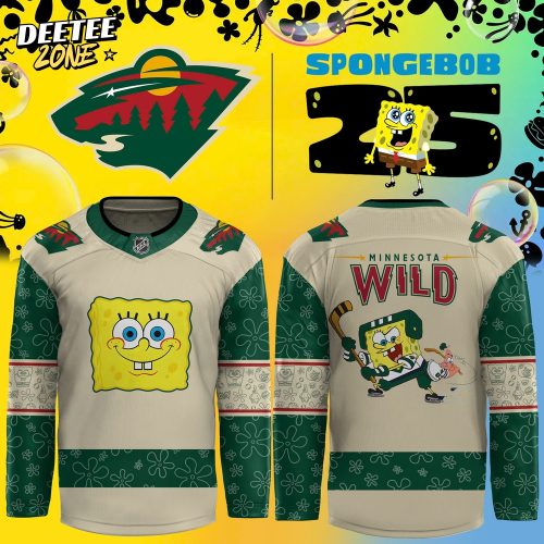 Nhl Minnesota Wild Hockey Jersey Custom Spongebob