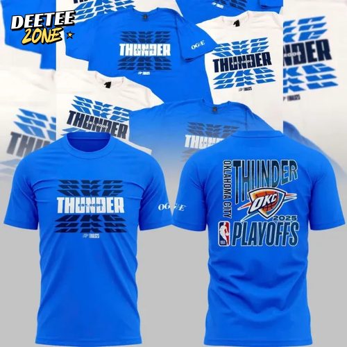 Oklahoma City Thunder NBA Finals 2025 “Thunder Up” Special New Blue Shirt