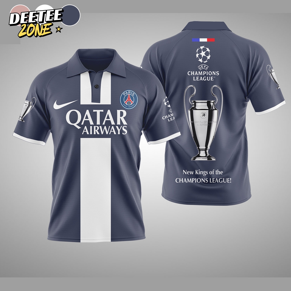 Paris Saint Germain "New King of UCL" Navi Polo Shirt Paris Saint Germain "New King of UCL" Navi Polo Shirt