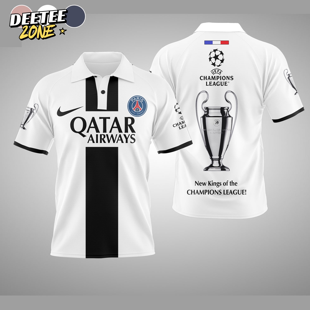 Paris Saint Germain "New King of UCL" White Polo Shirt Paris Saint Germain "New King of UCL" White Polo Shirt