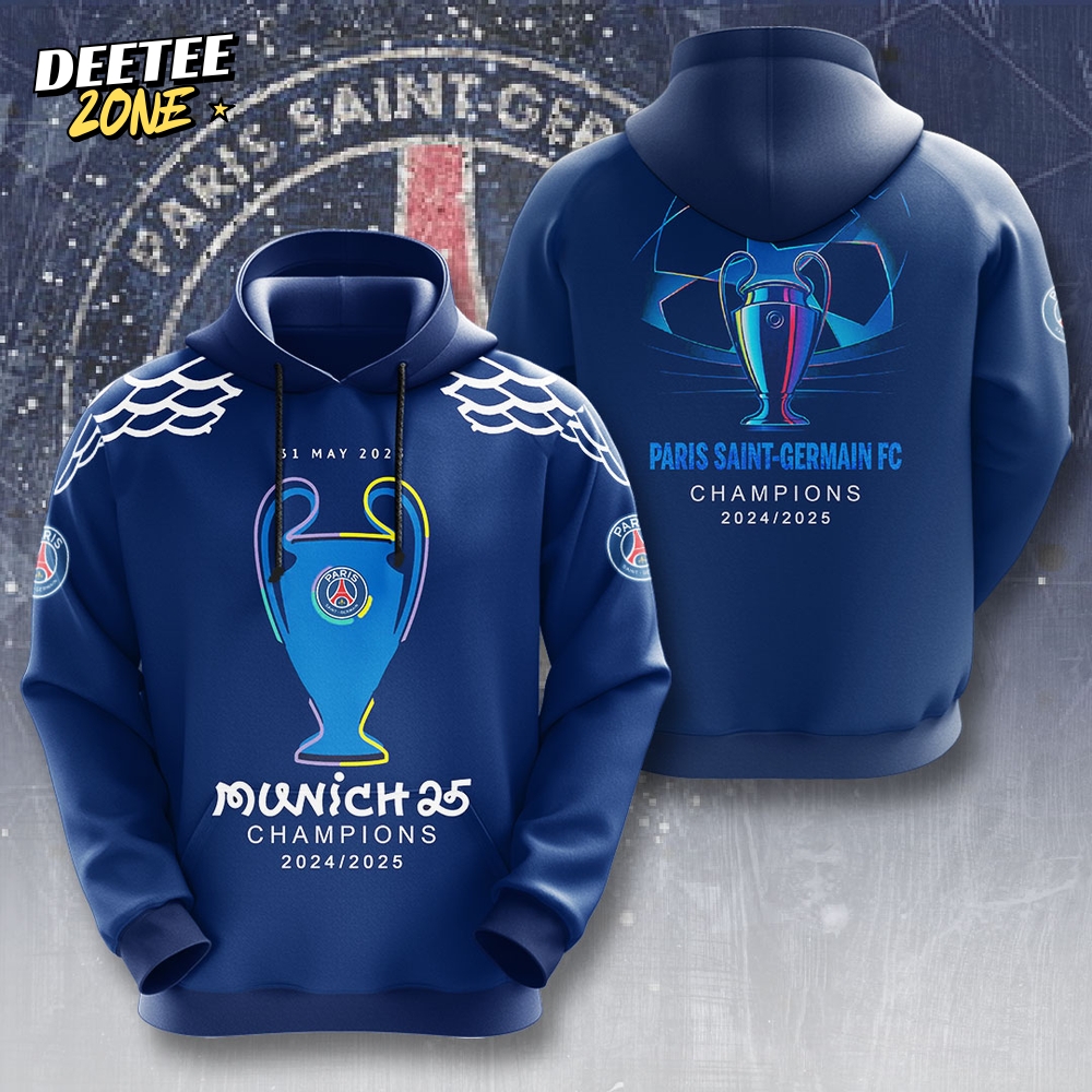 Paris Saint-Germain FC Champions UEFA Champions League 2025 Hoodie Paris Saint-Germain FC Champions UEFA Champions League 2025 Hoodie