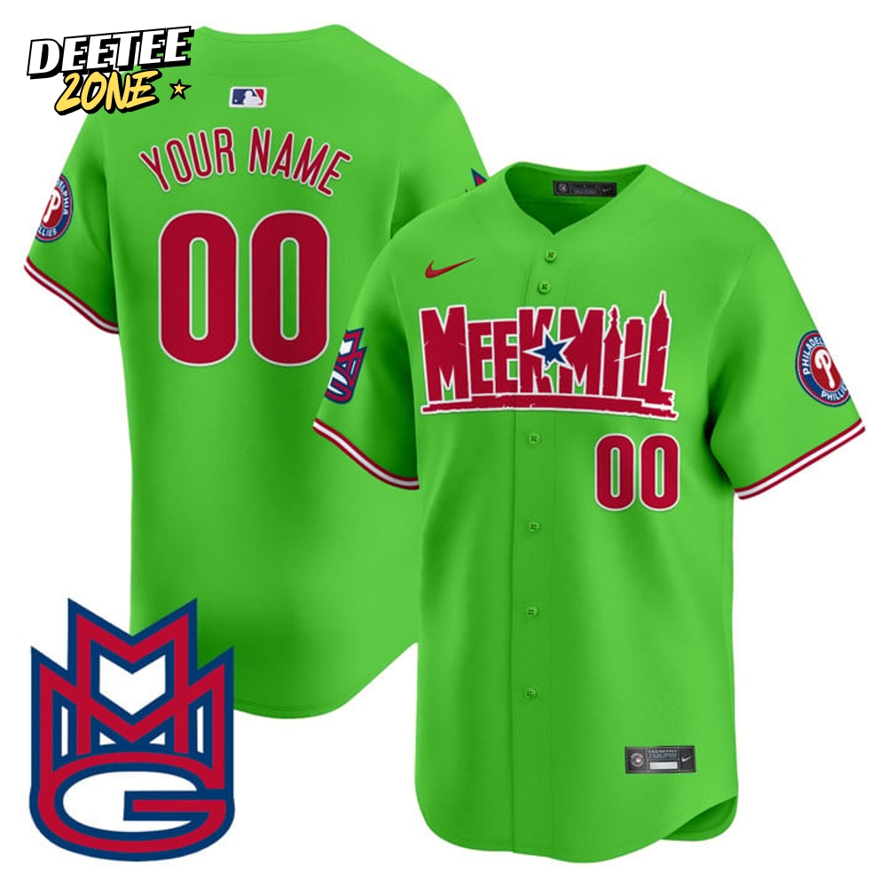 Philadelphia Phillies Meek Mill Special Edition Green Baseball Jersey Philadelphia Phillies Meek Mill Special Edition Green Baseball Jersey