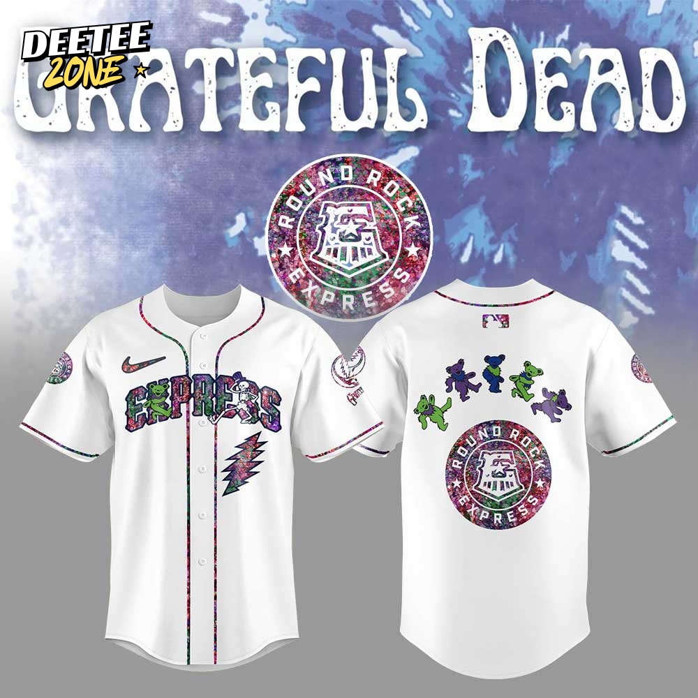 Round Rock Express Grateful Dead Night Special Baseball Jersey Round Rock Express Grateful Dead Night Special Baseball Jersey