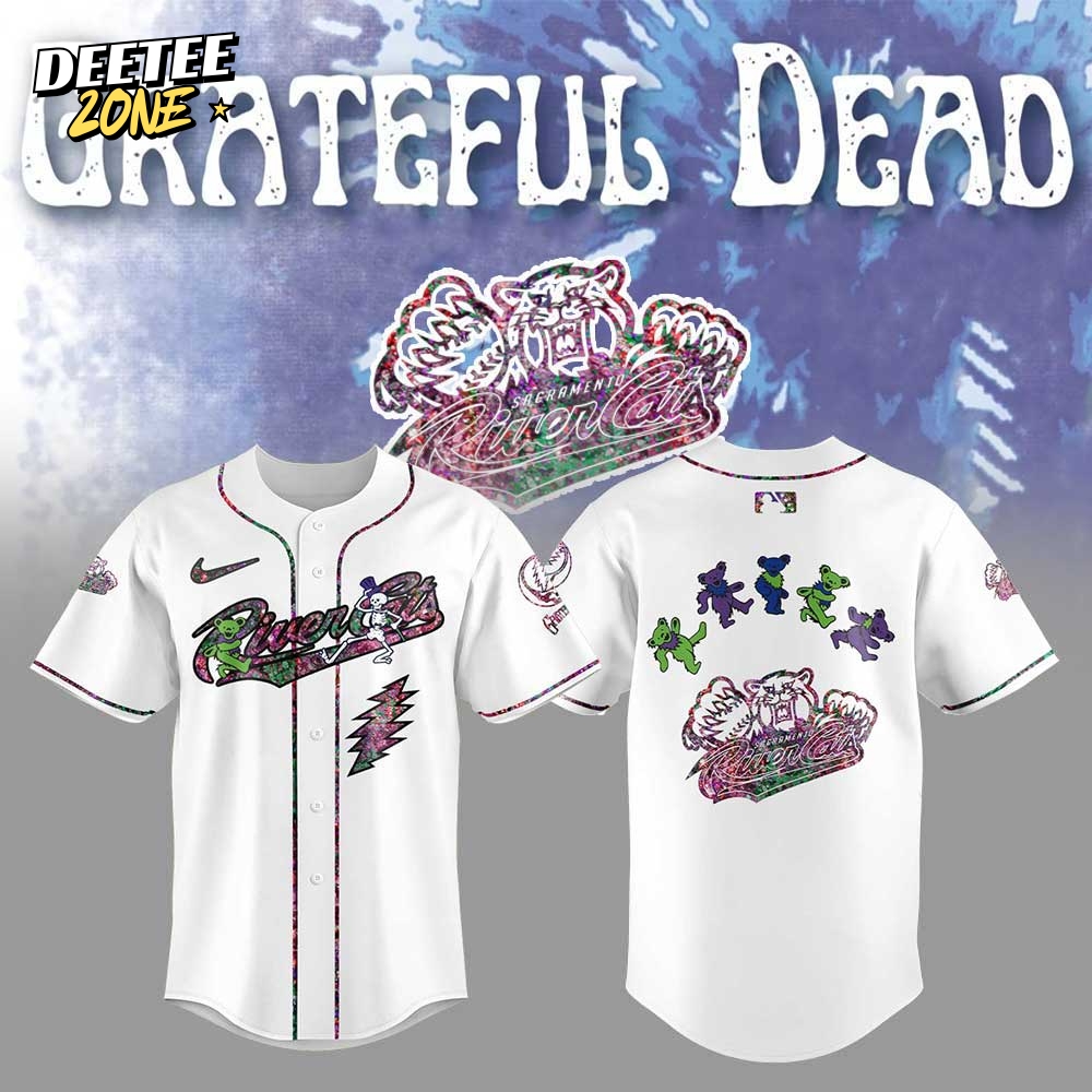 Sacramento River Cats Grateful Dead Night Special Baseball Jersey Sacramento River Cats Grateful Dead Night Special Baseball Jersey