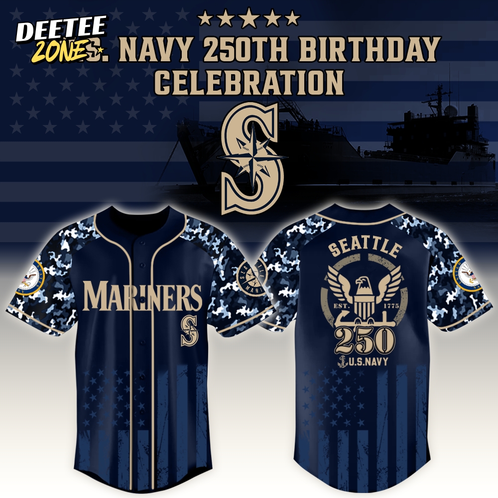 Seattle Mariners x US Navy 250th Birthday Edition 3D Baseball Jersey Seattle Mariners x US Navy 250th Birthday Edition 3D Baseball Jersey