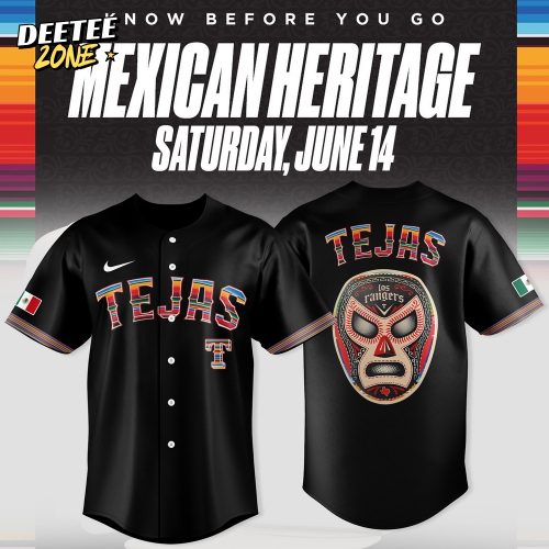Texas Rangers x Tejas Pride Wear! Hispanic Heritage Month Black Baseball Jersey