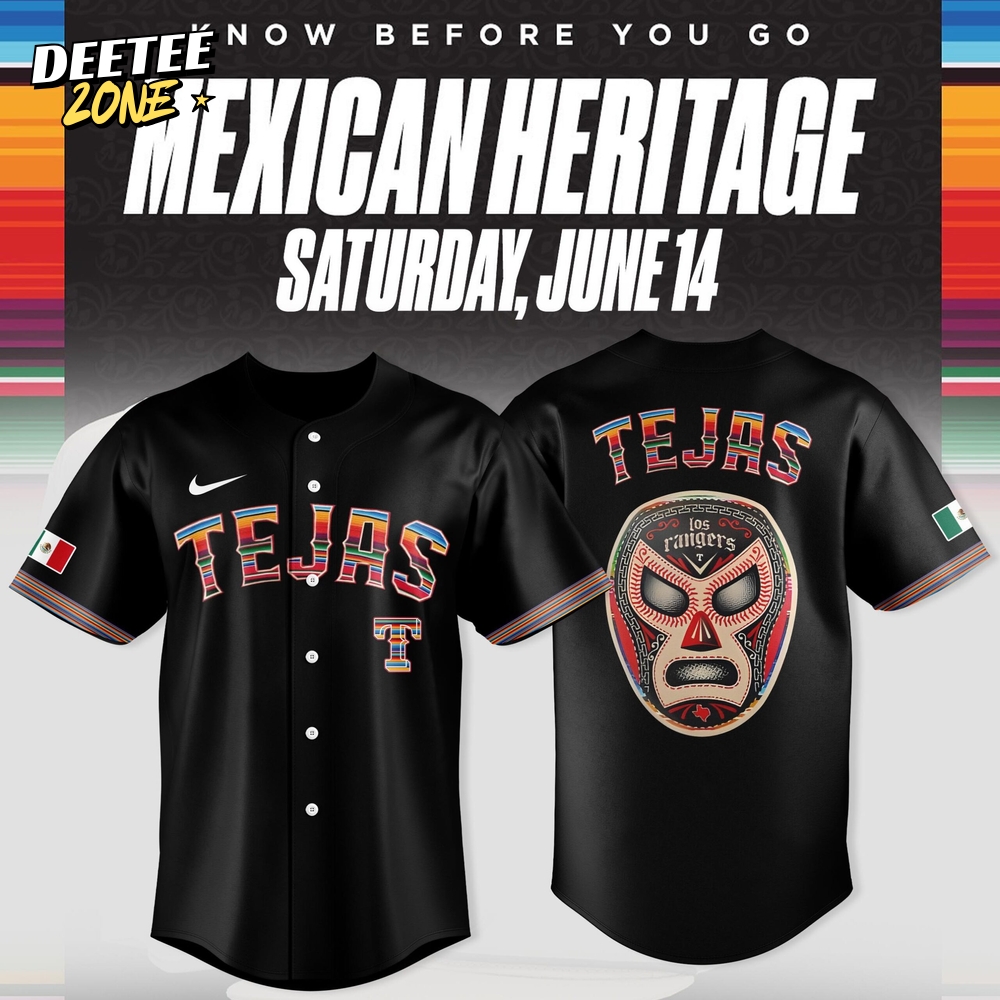 Texas Rangers x Tejas Pride Wear! Hispanic Heritage Month Black Baseball Jersey Texas Rangers x Tejas Pride Wear! Hispanic Heritage Month Black Baseball Jersey