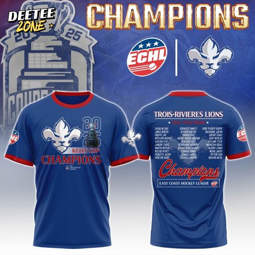 echl trois rivieres lions hoodie set champions 2025 dark blue