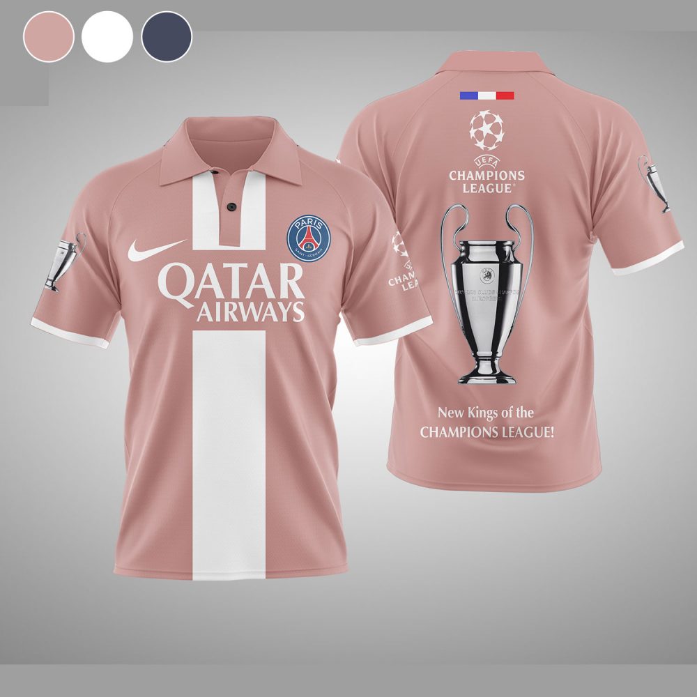 Paris Saint Germain “New King of UCL” Pink Polo Shirt