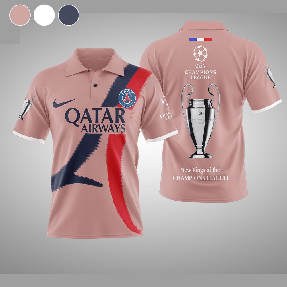 Paris Saint Germain “New King of Champions League” Special Pink Polo Shirt