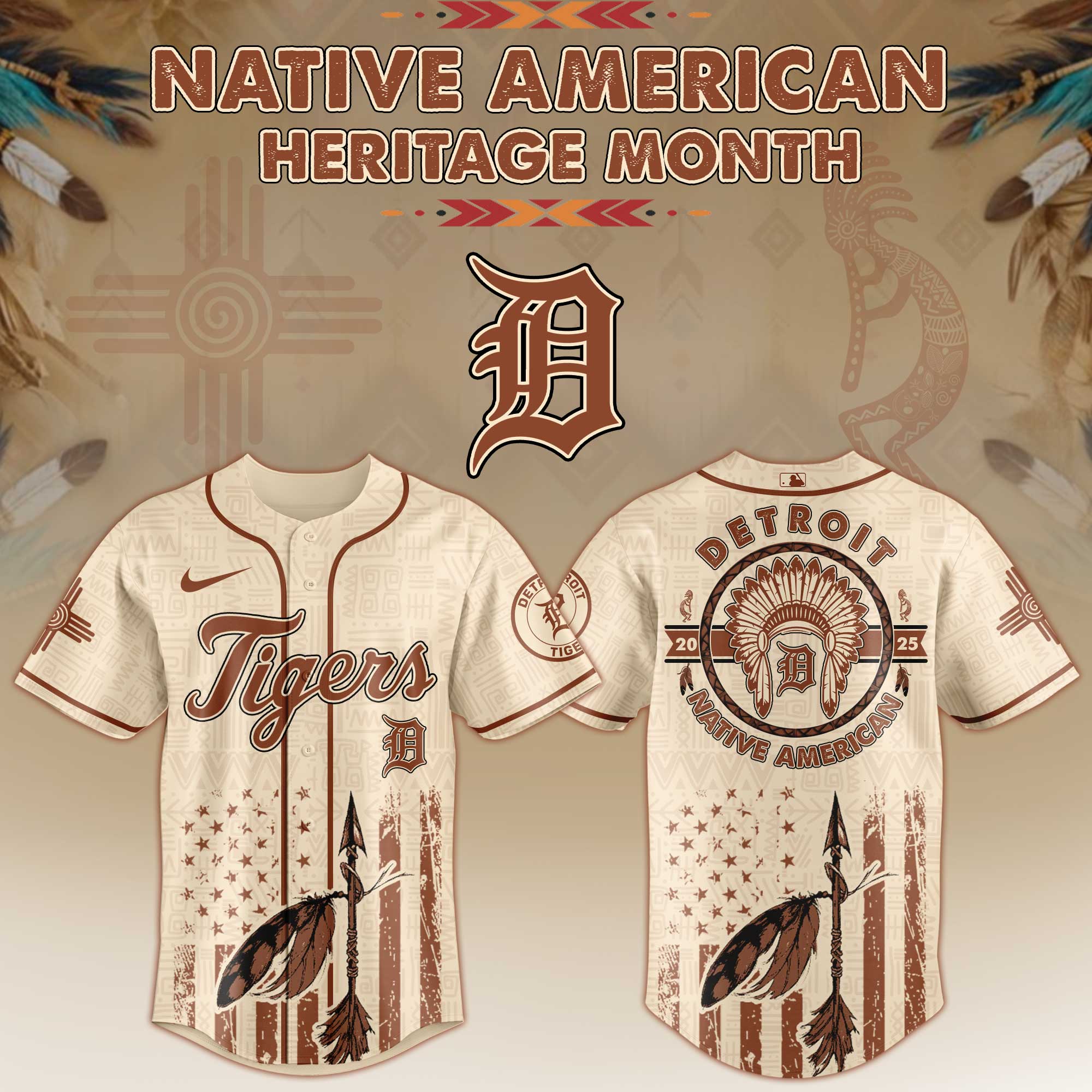 Detroit Tigers MLB x Native American Heritage Month Jersey 2025 Detroit Tigers MLB x Native American Heritage Month Jersey 2025