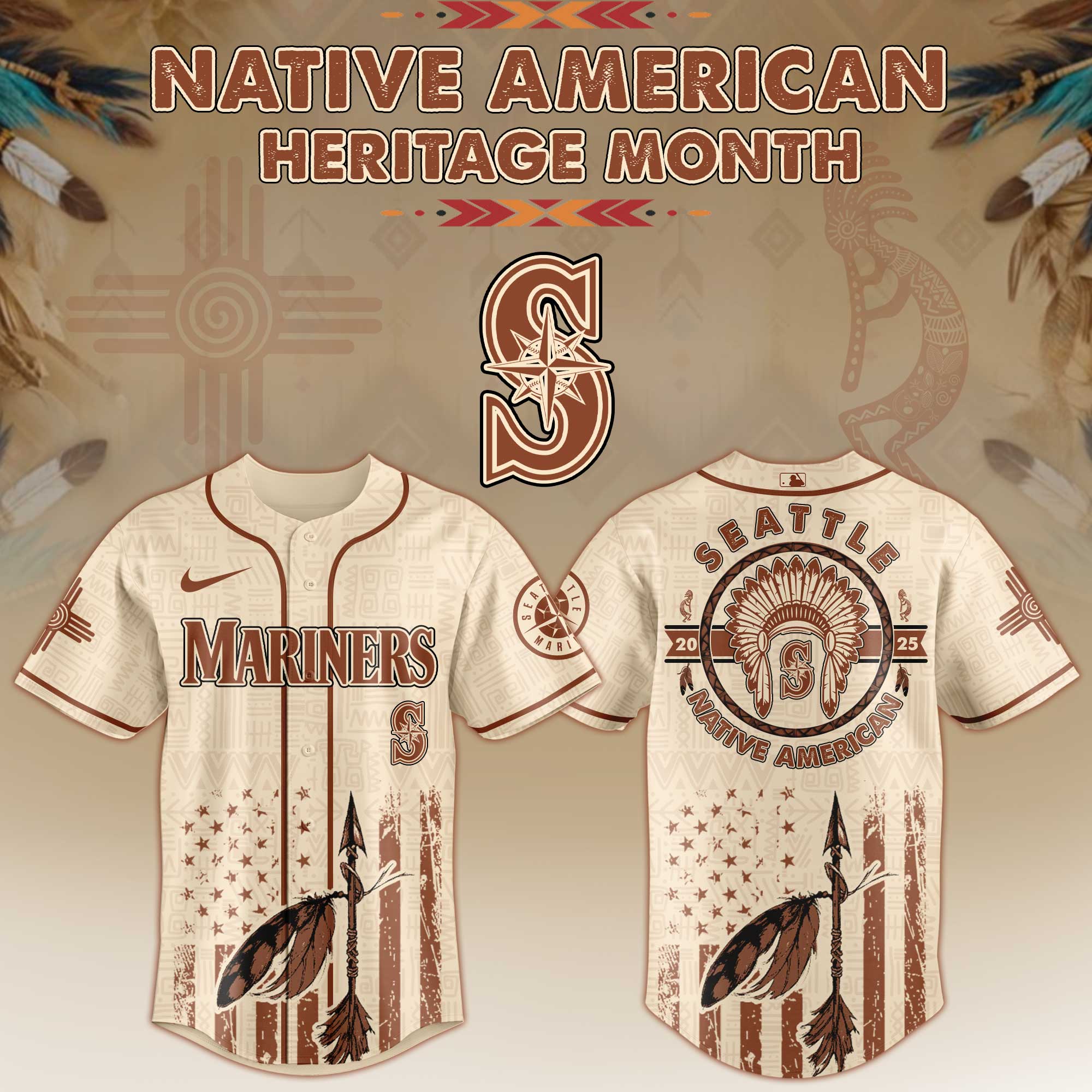Seattle Mariners MLB x Native American Heritage Month Jersey 2025 Seattle Mariners MLB x Native American Heritage Month Jersey 2025