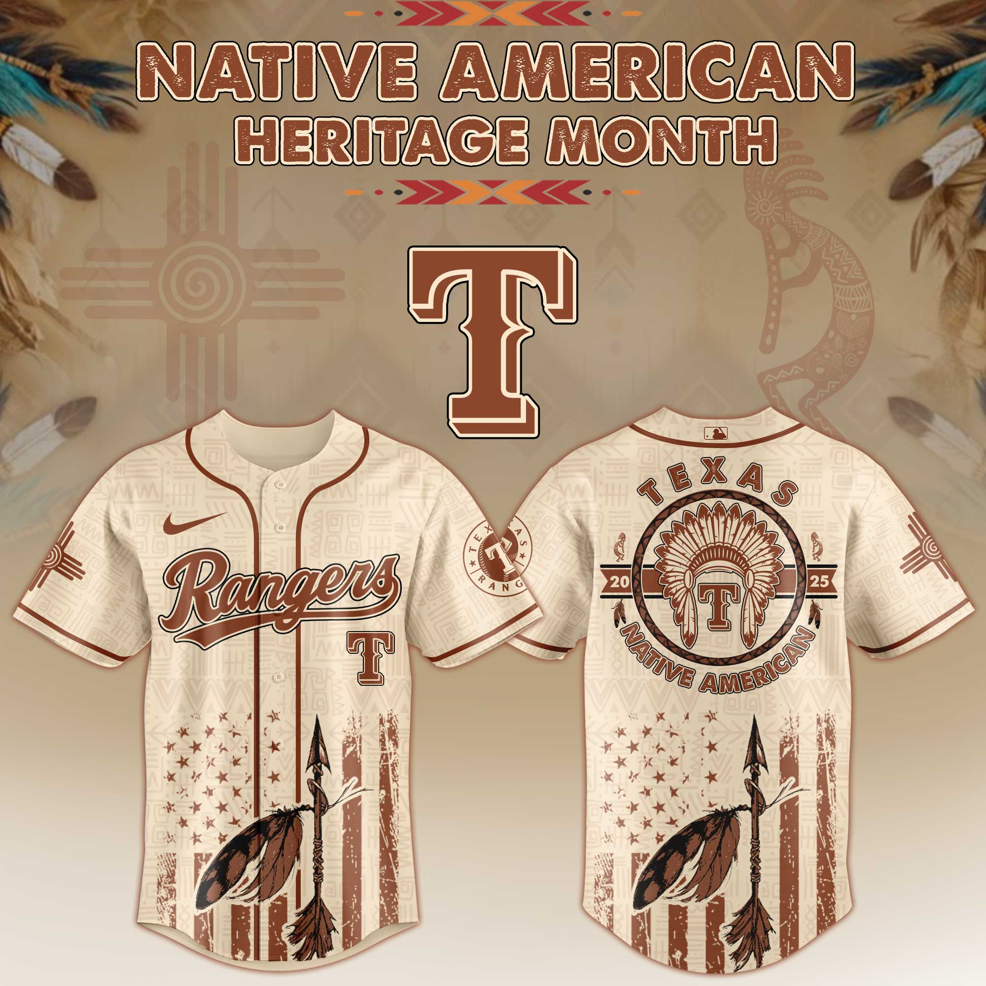Texas Rangers MLB x Native American Heritage Month Jersey 2025 Texas Rangers MLB x Native American Heritage Month Jersey 2025