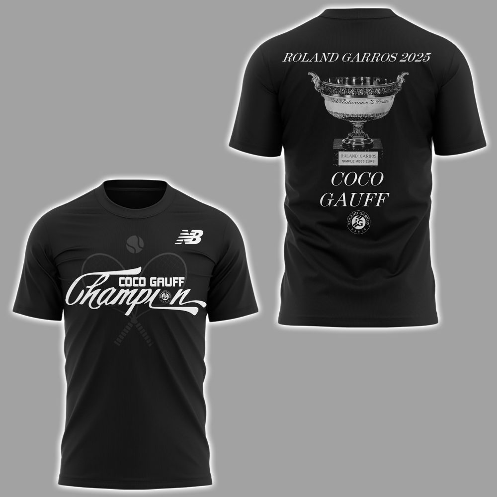 Coco Gauff Roland Garros 2025 Champions Special Black Tee