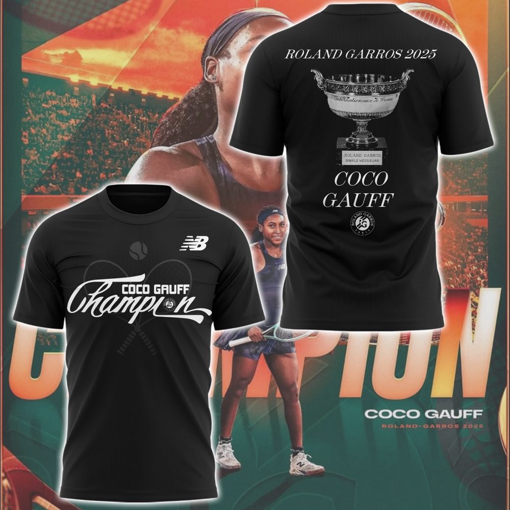 Coco Gauff Roland Garros 2025 Champions Special Black Tee