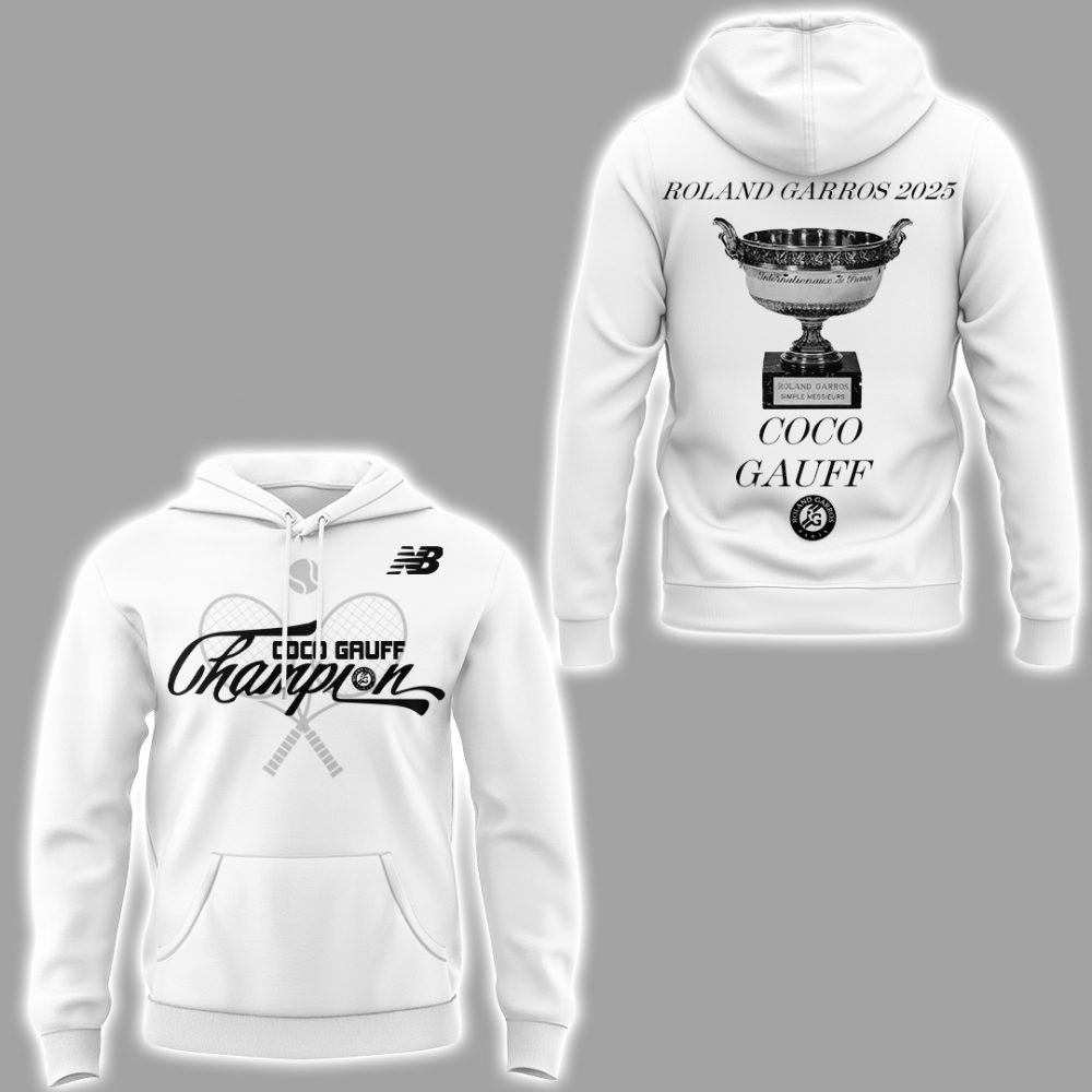 Coco Gauff Roland Garros 2025 Champions Special White Hoodie