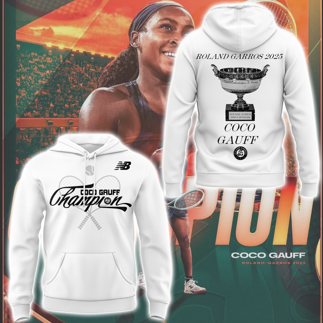 Coco Gauff Roland Garros 2025 Champions Special White Hoodie Coco Gauff Roland Garros 2025 Champions Special White Hoodie