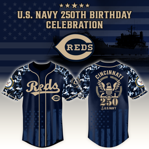 Cincinnati Reds x US Navy 250th Birthday Edition 3D Baseball Jersey