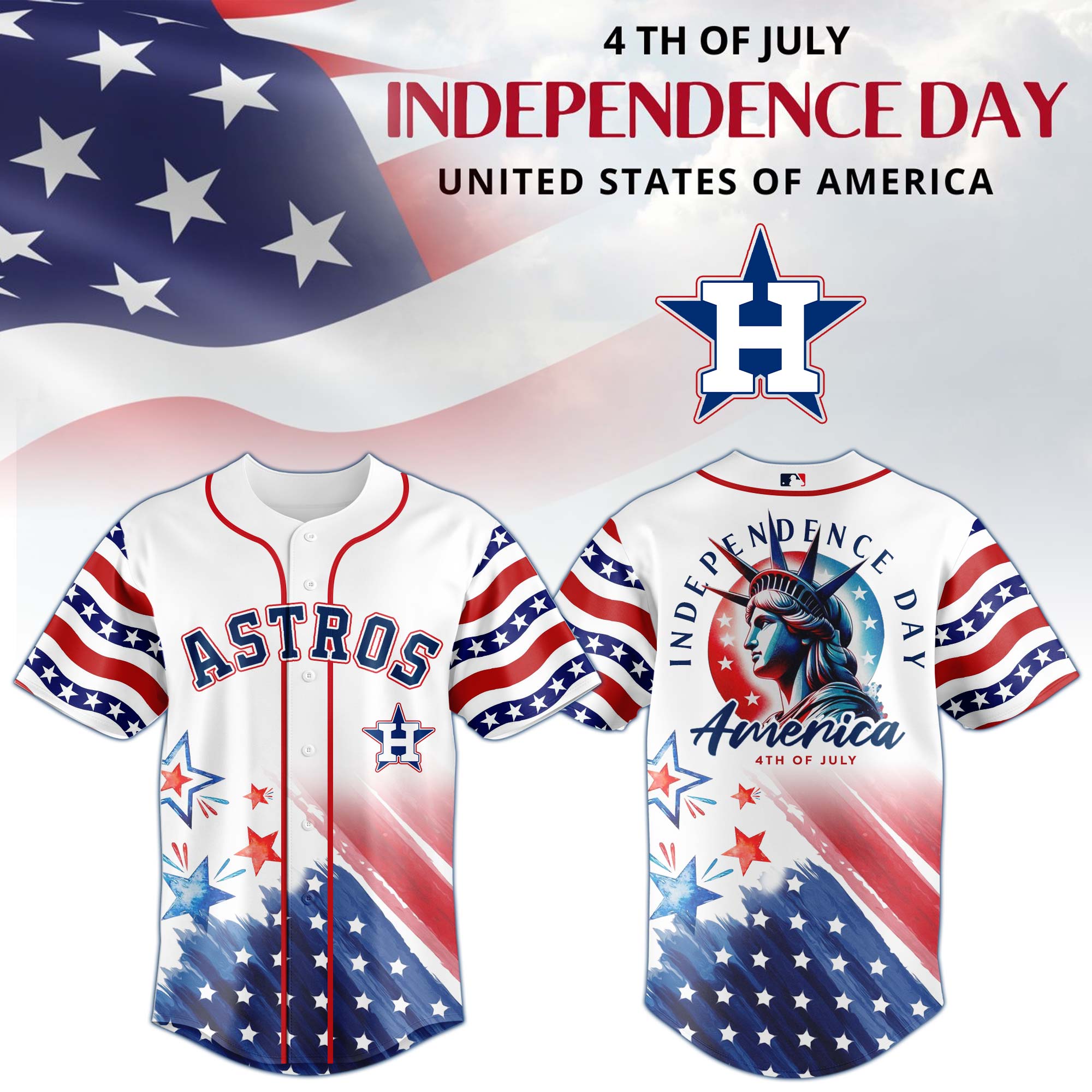 Houston Astros 2025 Independence Day Heritage Edition Baseball Jersey Houston Astros 2025 Independence Day Heritage Edition Baseball Jersey